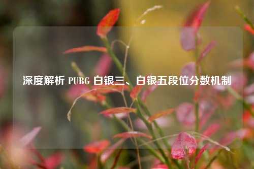 深度解析 PUBG 白银三、白银五段位分数机制