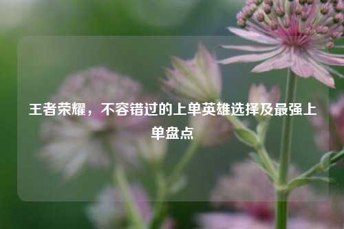 王者荣耀，不容错过的上单英雄选择及最强上单盘点