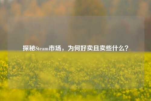 探秘Steam市场，为何好卖且卖些什么？