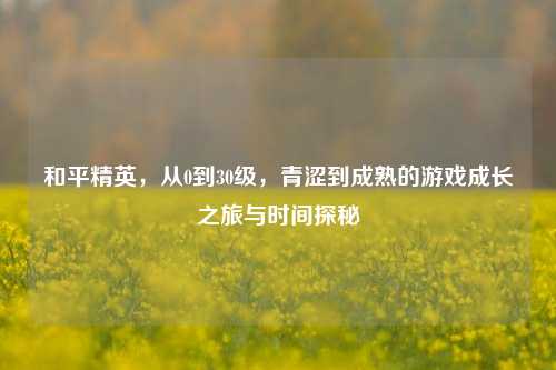 和平精英，从0到30级，青涩到成熟的游戏成长之旅与时间探秘