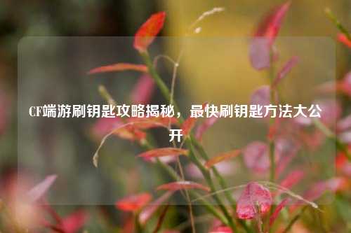 CF端游刷钥匙攻略揭秘，最快刷钥匙方法大公开