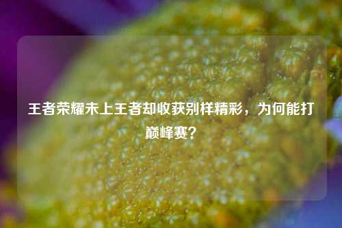 王者荣耀未上王者却收获别样精彩，为何能打巅峰赛？