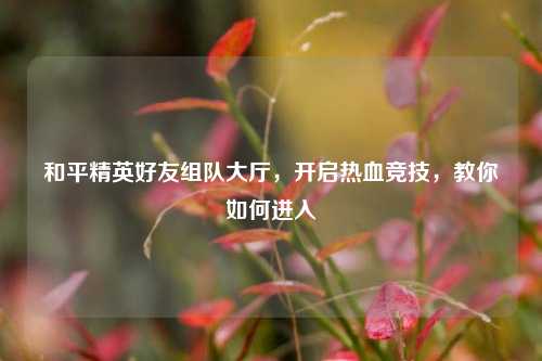 和平精英好友组队大厅，开启热血竞技，教你如何进入