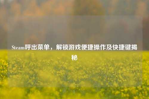 Steam呼出菜单，解锁游戏便捷操作及快捷键揭秘