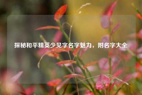 探秘和平精英少见字名字魅力，附名字大全