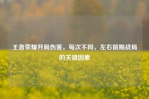 王者荣耀开局伤害,每次不同,左右前期战局的关键因素