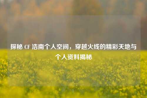 探秘 CF 浩南个人空间，穿越火线的精彩天地与个人资料揭秘
