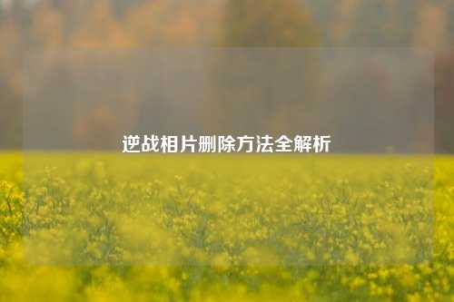 逆战相片删除方法全解析