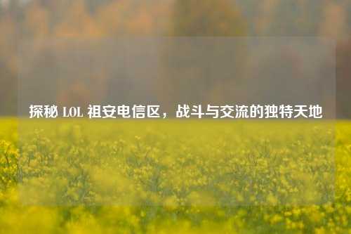 探秘 LOL 祖安电信区,战斗与交流的独特天地