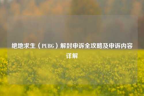 绝地求生(PUBG)解封申诉全攻略及申诉内容详解