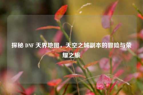 探秘 DNF 天界地图，天空之城副本的冒险与荣耀之旅