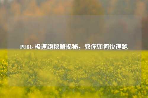 PUBG 极速跑秘籍揭秘,教你如何快速跑