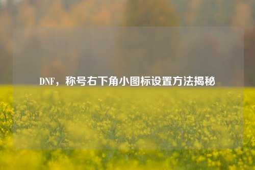 DNF,称号右下角小图标设置方法揭秘