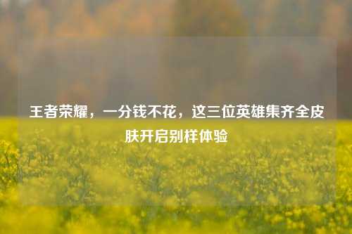 王者荣耀,一分钱不花,这三位英雄集齐全皮肤开启别样体验