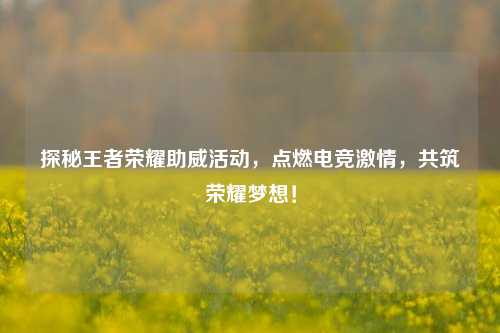 探秘王者荣耀助威活动,点燃电竞激情,共筑荣耀梦想!
