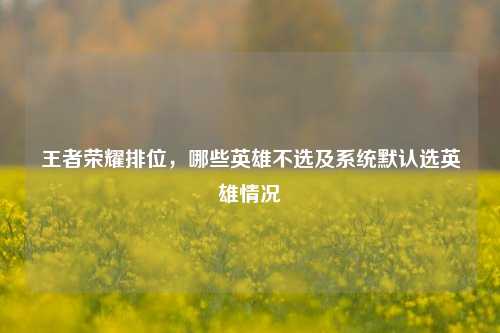 王者荣耀排位,哪些英雄不选及系统默认选英雄情况