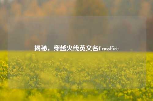 揭秘，穿越火线英文名CrossFire
