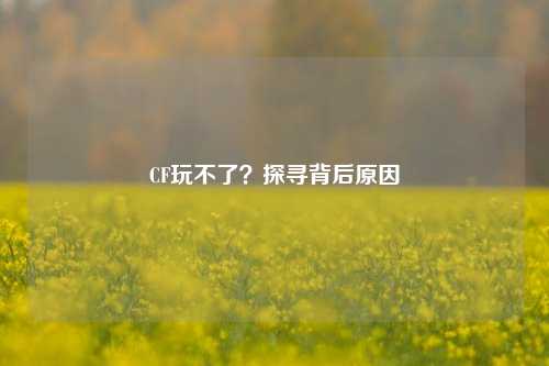 CF玩不了?探寻背后原因