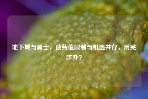 地下城与勇士,疲劳值限制与机遇并存,用完咋办?