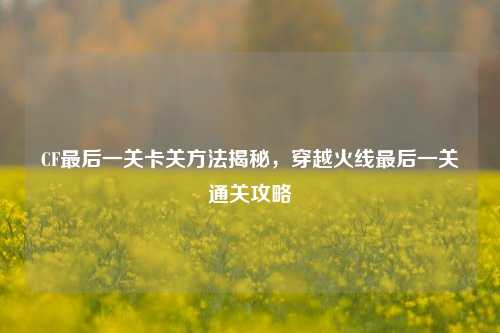 CF最后一关卡关方法揭秘，穿越火线最后一关通关攻略