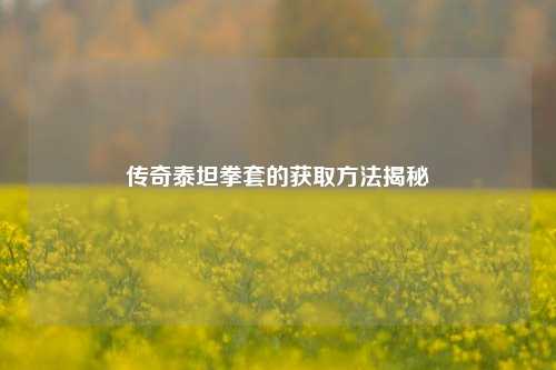 传奇泰坦拳套的获取方法揭秘