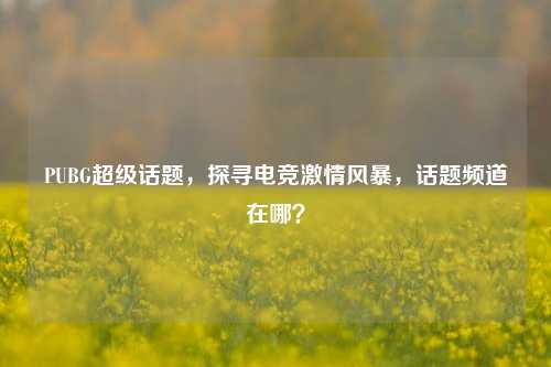PUBG超级话题,探寻电竞激情风暴,话题频道在哪?