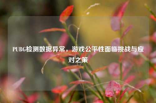PUBG检测数据异常,游戏公平性面临挑战与应对之策