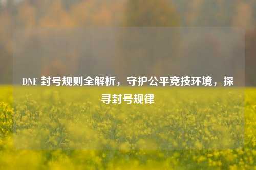 DNF 封号规则全解析，守护公平竞技环境，探寻封号规律