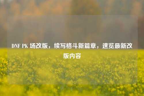 DNF PK 场改版,续写格斗新篇章,速览最新改版内容