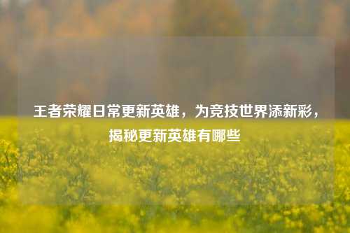 王者荣耀日常更新英雄，为竞技世界添新彩，揭秘更新英雄有哪些