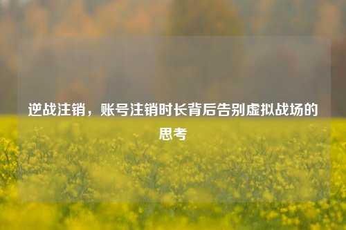 逆战注销,账号注销时长背后告别虚拟战场的思考
