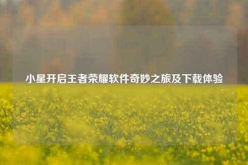 小星开启王者荣耀软件奇妙之旅及下载体验