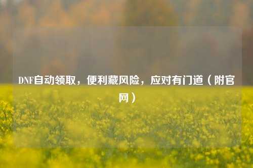 DNF自动领取,便利藏风险,应对有门道(附官网)