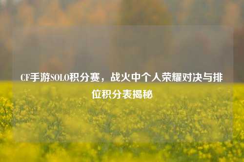 CF手游SOLO积分赛,战火中个人荣耀对决与排位积分表揭秘