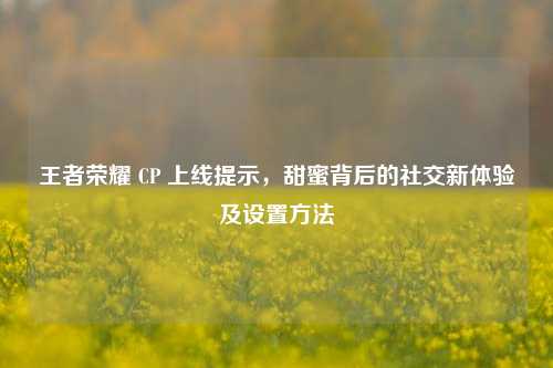 王者荣耀 CP 上线提示，甜蜜背后的社交新体验及设置方法