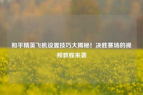 和平精英飞机设置技巧大揭秘!决胜赛场的视频教程来袭