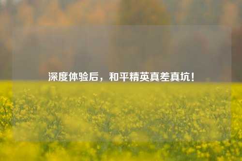 深度体验后,和平精英真差真坑!