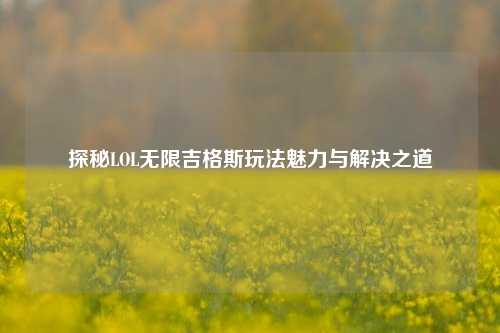 探秘LOL无限吉格斯玩法魅力与解决之道