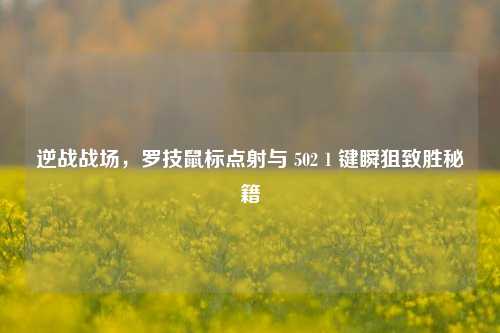 逆战战场,罗技鼠标点射与 502 1 键瞬狙致胜秘籍