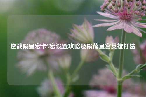 逆战陨星宏卡V宏设置攻略及陨落星宫英雄打法