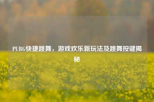 PUBG快捷跳舞，游戏欢乐新玩法及跳舞按键揭秘