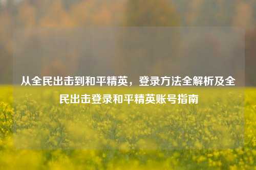 从全民出击到和平精英，登录方法全解析及全民出击登录和平精英账号指南