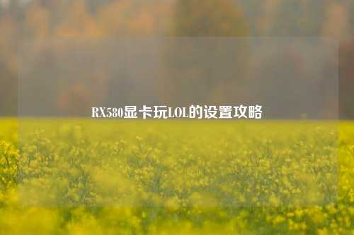 RX580显卡玩LOL的设置攻略