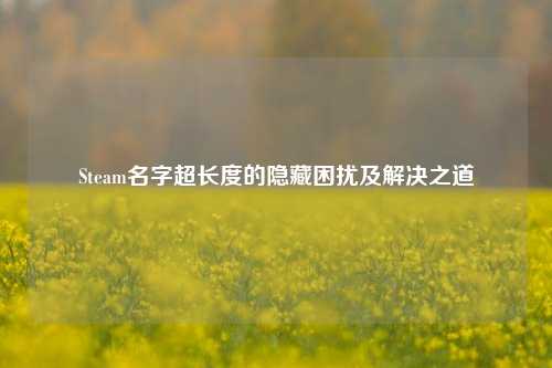 Steam名字超长度的隐藏困扰及解决之道