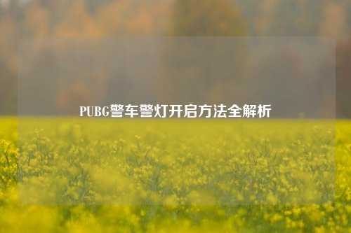 PUBG警车警灯开启方法全解析