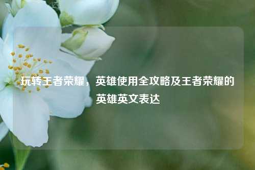 玩转王者荣耀，英雄使用全攻略及王者荣耀的英雄英文表达