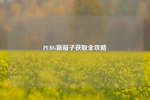 PUBG新箱子获取全攻略