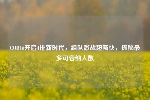 COD16开启4排新时代，组队激战超畅快，探秘最多可容纳人数