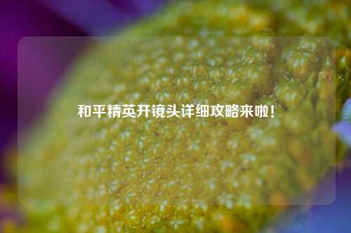 和平精英开镜头详细攻略来啦!
