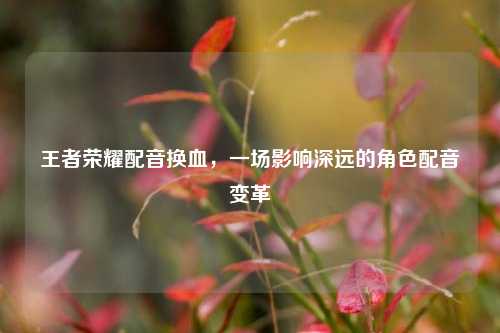 王者荣耀配音换血,一场影响深远的角色配音变革